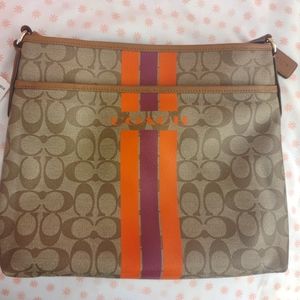 Coach (New) Varsity Stripe File Bag in Signature Coated Canvas (F38402)